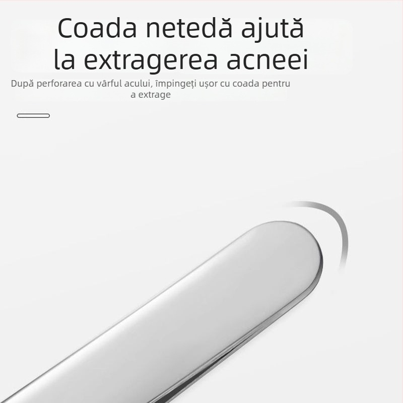 Hainuo Set de 5 ace pentru acnee cu oglindă încorporată, oțel inoxidabil, pentru uz casnic
