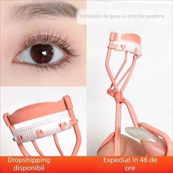 Clește de gene cu dinți de pieptene, unghi lat, curling natural, durată îndelungată, design cu floarea-soarelui, pentru începători