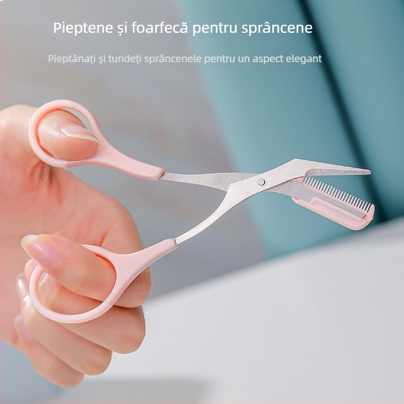 KELLY FACE Set de unelte pentru conturarea sprâncenelor cu pieptene pentru sprâncene, foarfece pentru sprâncene și lamă pentru sprâncene