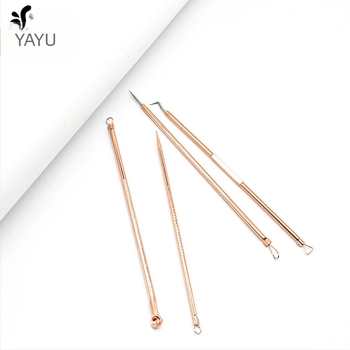 Set de 5 ace pentru acnee din oțel inoxidabil, roz auriu