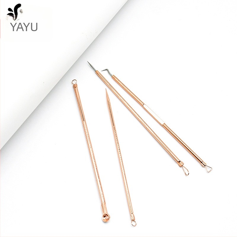 Set de 5 ace pentru acnee din oțel inoxidabil, roz auriu