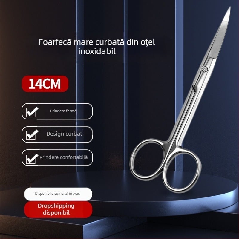 Foarfece pentru sprâncene curbate, din oțel inoxidabil, 14 cm, pentru machiaj profesionist