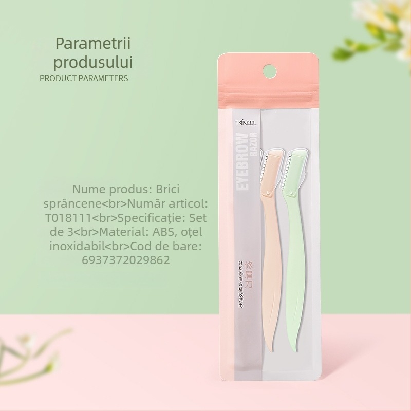 Chuanqier Set pentru sprâncene pentru începători, 3 buc., trimmer anti-zgâriere pentru sprâncene