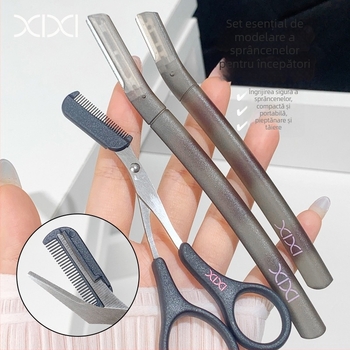 Kit pentru conturarea sprâncenelor – Trimmer sigur pentru sprâncene cu pieptene și foarfecă, pentru începători
