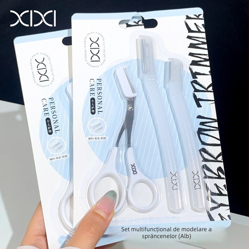 Kit pentru conturarea sprâncenelor – Trimmer sigur pentru sprâncene cu pieptene și foarfecă, pentru începători