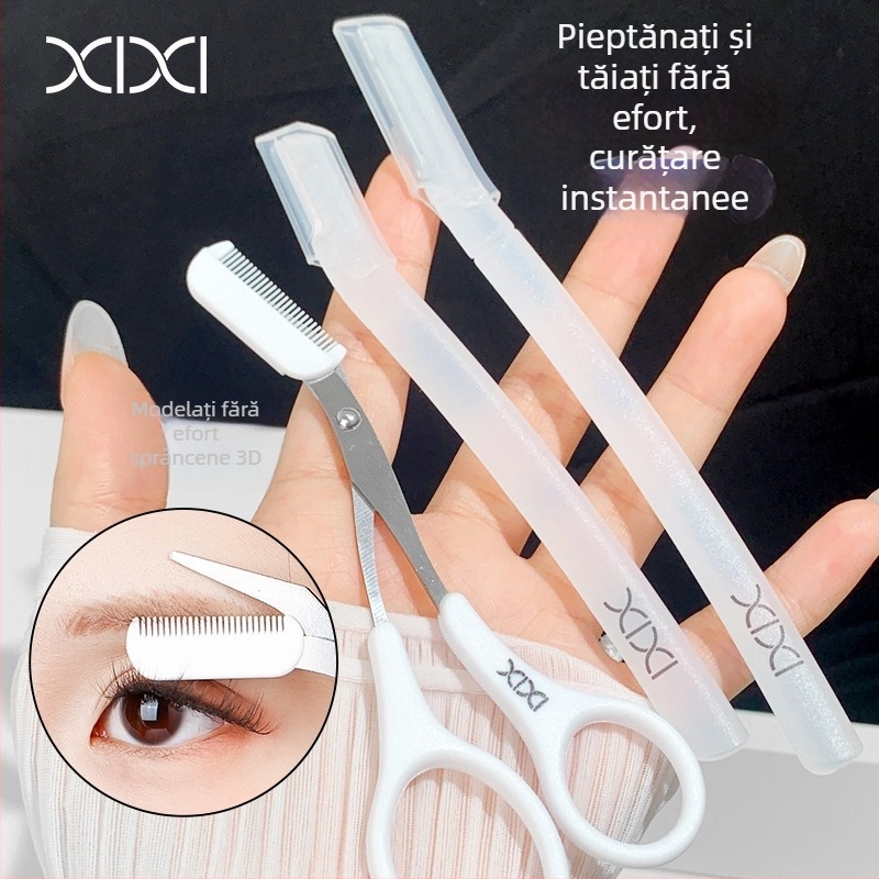 Kit pentru conturarea sprâncenelor – Trimmer sigur pentru sprâncene cu pieptene și foarfecă, pentru începători