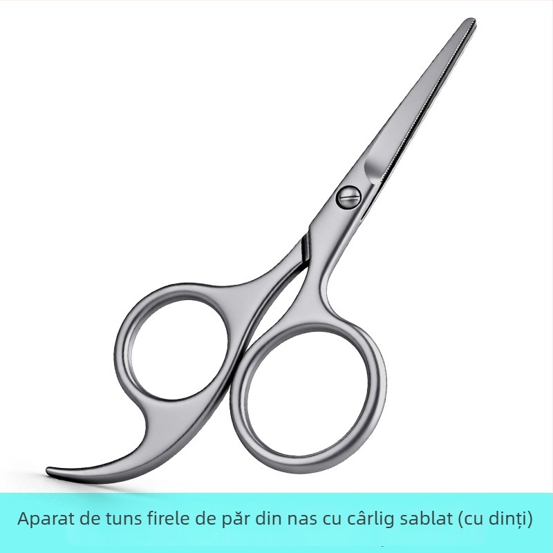 Foarfece cu dinți pentru firele de păr din nas, trimmer manual pentru nas cu cap rotund, foarfecioare mici pentru sprâncene și nări