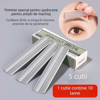 Set de 50 de lame pentru sprâncene, pentru femei, kit de ras sprâncene pentru artiști în makeup și studiouri foto, destinat începătorilor