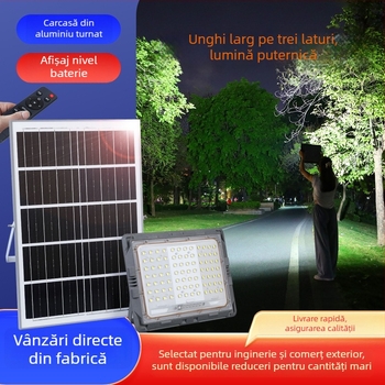 Proiector LED solar pentru exterior, iluminare pe trei fețe, lampă de înaltă putere, iluminat stradal rural, IP65 rezistent la apă