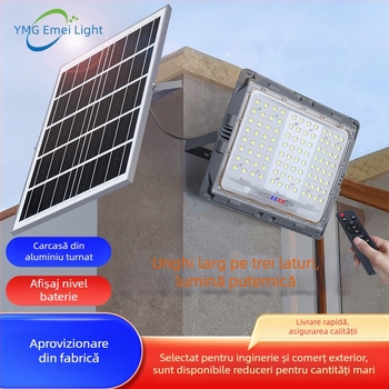 Proiector LED solar pentru exterior, iluminare pe trei fețe, lampă de înaltă putere, iluminat stradal rural, IP65 rezistent la apă