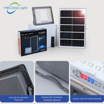 Proiector LED solar pentru exterior, iluminare pe trei fețe, lampă de înaltă putere, iluminat stradal rural, IP65 rezistent la apă