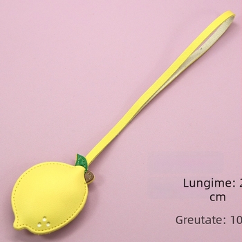 Charm din piele pentru geantă, cu pandantiv de lămâie