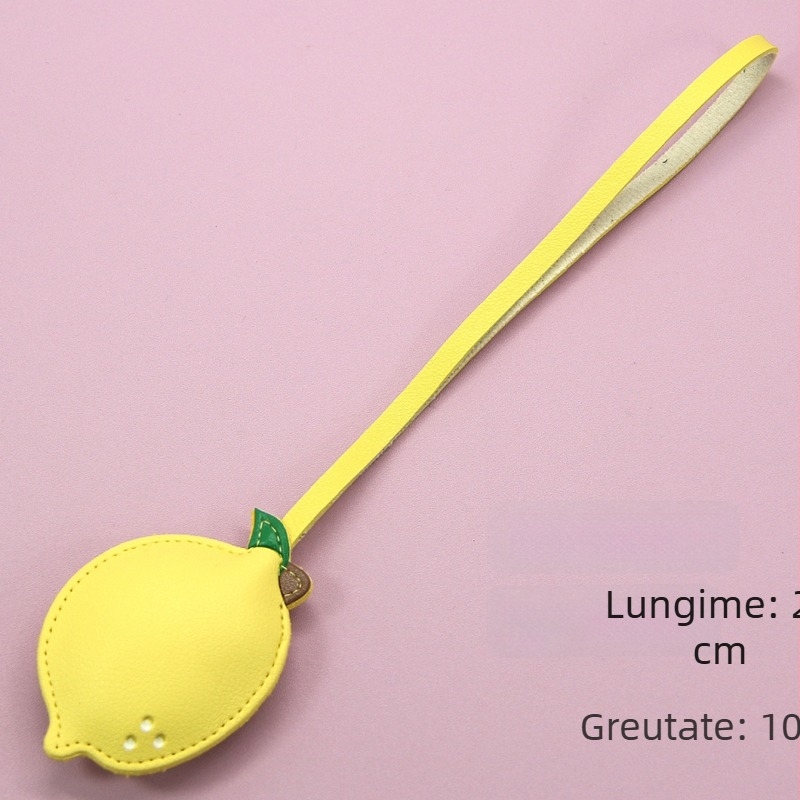 Charm din piele pentru geantă, cu pandantiv de lămâie