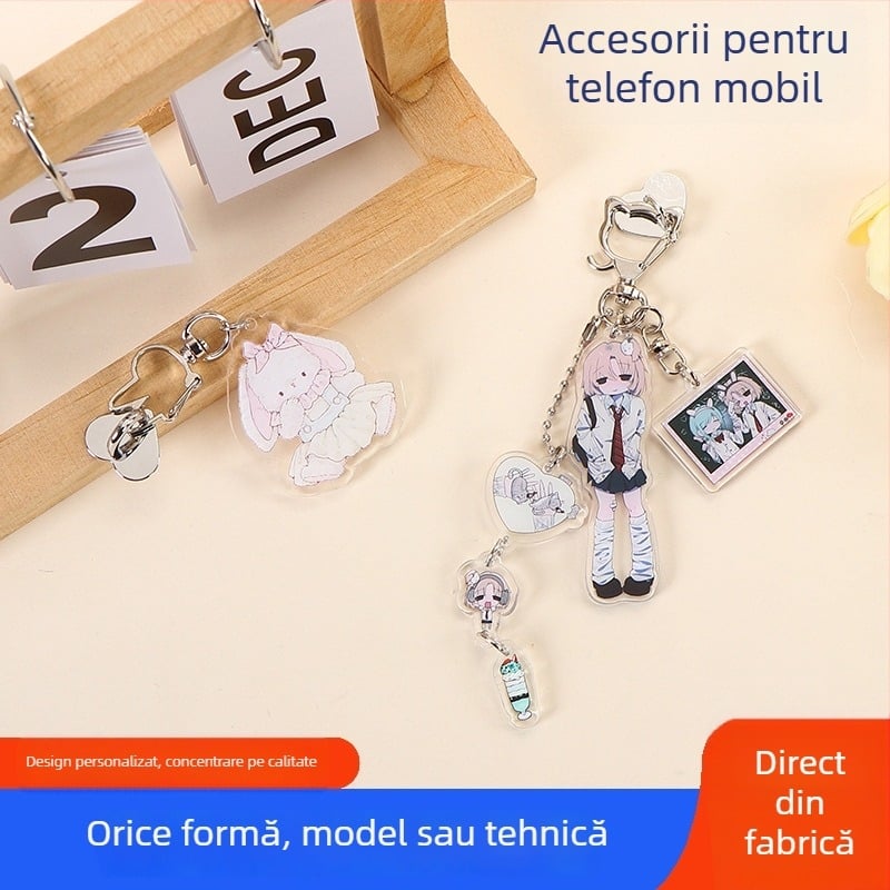 Pandantiv pentru telefon din acril – personalizabil, pandantiv pentru geantă cu temă anime, design drăguț de desene animate, lanț pentru telefon și breloc