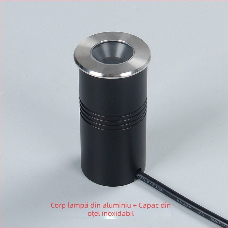 Lumină subterană LED cu corp din aluminiu și capac din oțel inox, anti-reflexie, IP65, 24V DC, alb cald 3000K, pentru parcuri, piețe și trepte