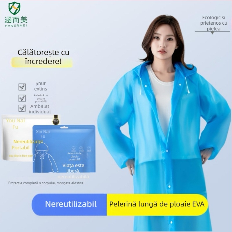 Poncho EVA portabil, reutilizabil, impermeabil, all-in-one, pentru drumeții în aer liber, călătorii și ciclism