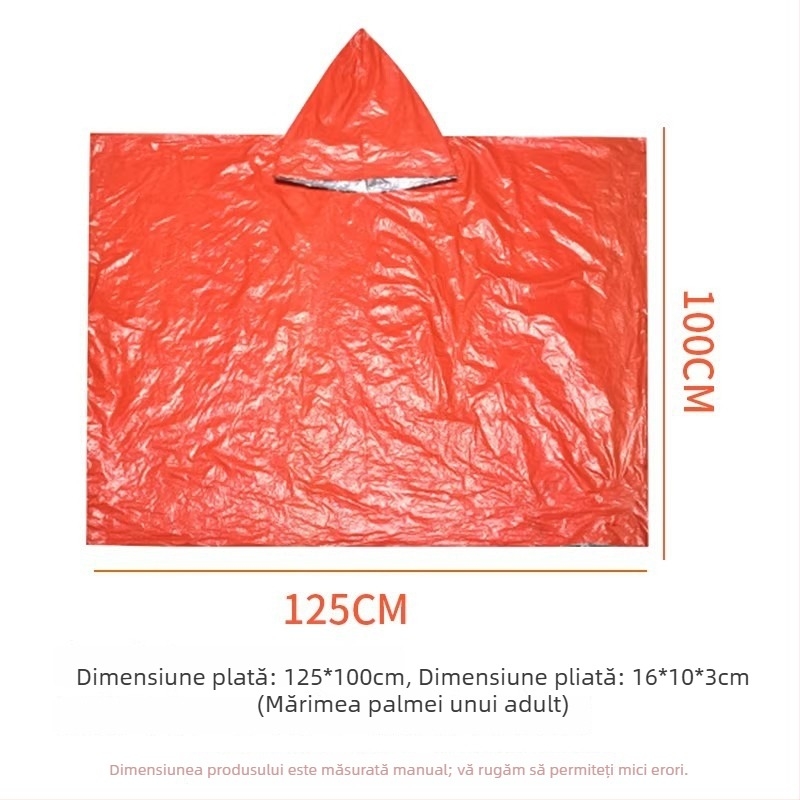 Pelerină de supraviețuire din folie de aluminiu pentru exterior: protecție împotriva hipotermiei și frigului, pentru camping și alpinism; pătură termică de urgență