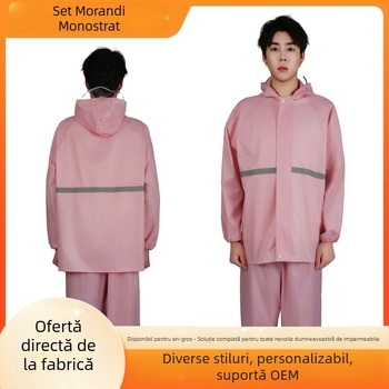 Set impermeabil cu pelerină de ploaie și pantaloni din Oxford, croială split, reflexiv, pentru adulți