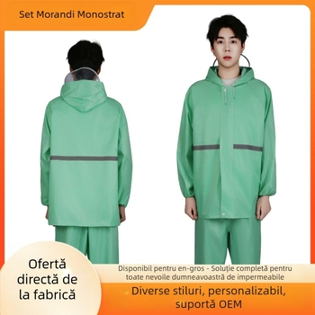 Set impermeabil cu pelerină de ploaie și pantaloni din Oxford, croială split, reflexiv, pentru adulți