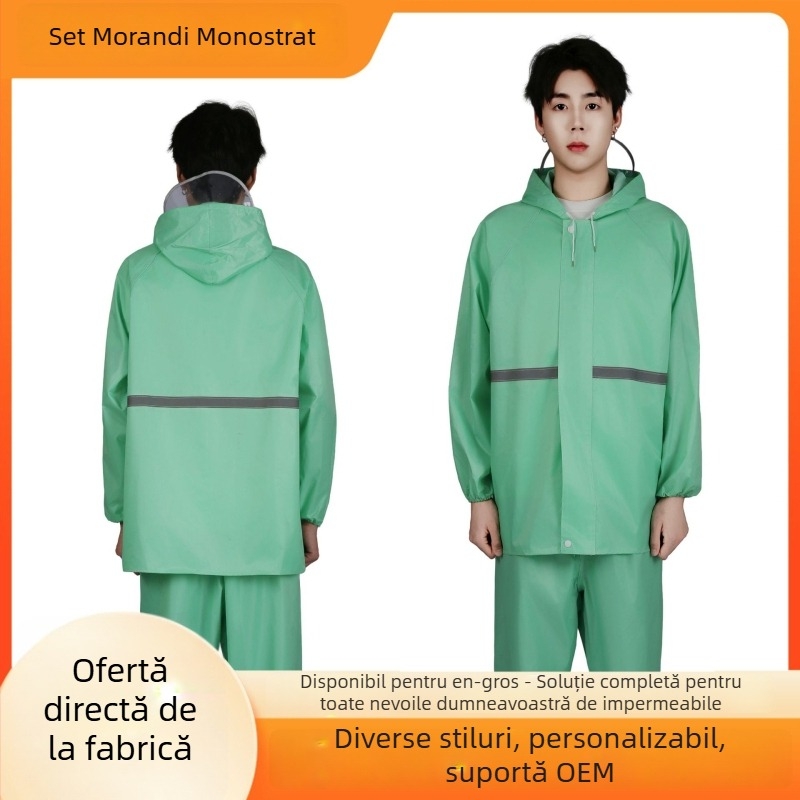 Set impermeabil cu pelerină de ploaie și pantaloni din Oxford, croială split, reflexiv, pentru adulți