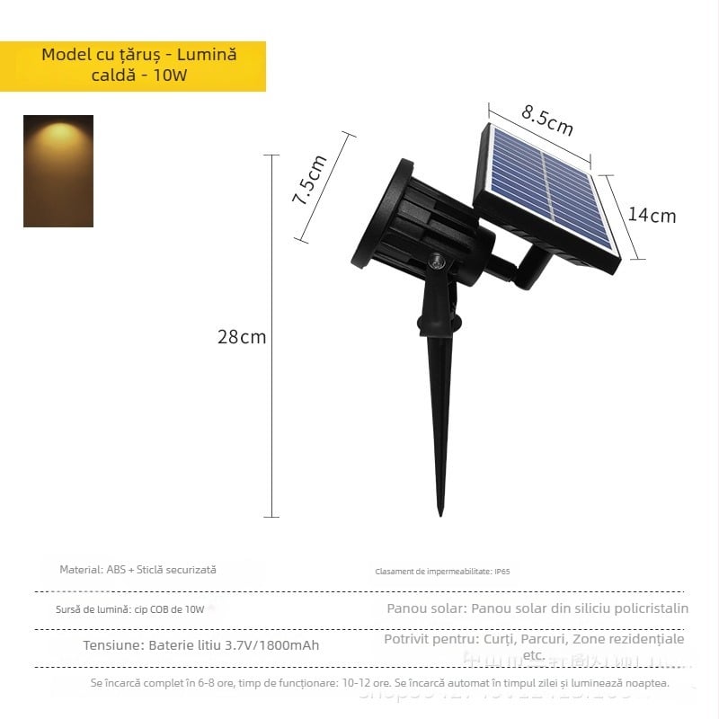 Lampă LED solară pentru sol, iluminare a copacilor și a grădinii, iluminare de peisaj cu putere mare, design modern