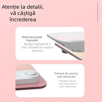 Cântar inteligent pentru corp cu baterie reîncărcabilă, utilizare casnică, suprafață din sticlă securizată, capacitate 360 kg, afișaj LED de 3 inchi