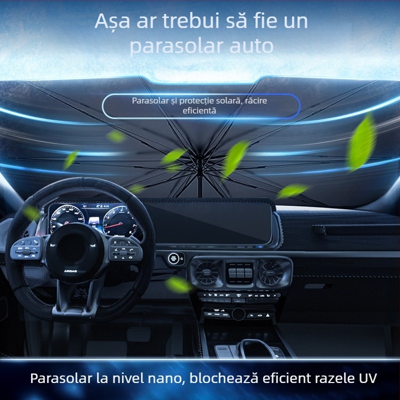 Parasolar auto pliabil pentru parbriz, protecție solară și izolare termică