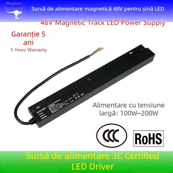 Sursă LED pentru șină cu fixare magnetică, 48V, certificat 3C, RoHS, gamă largă de tensiuni, sursă de alimentare cu comutator