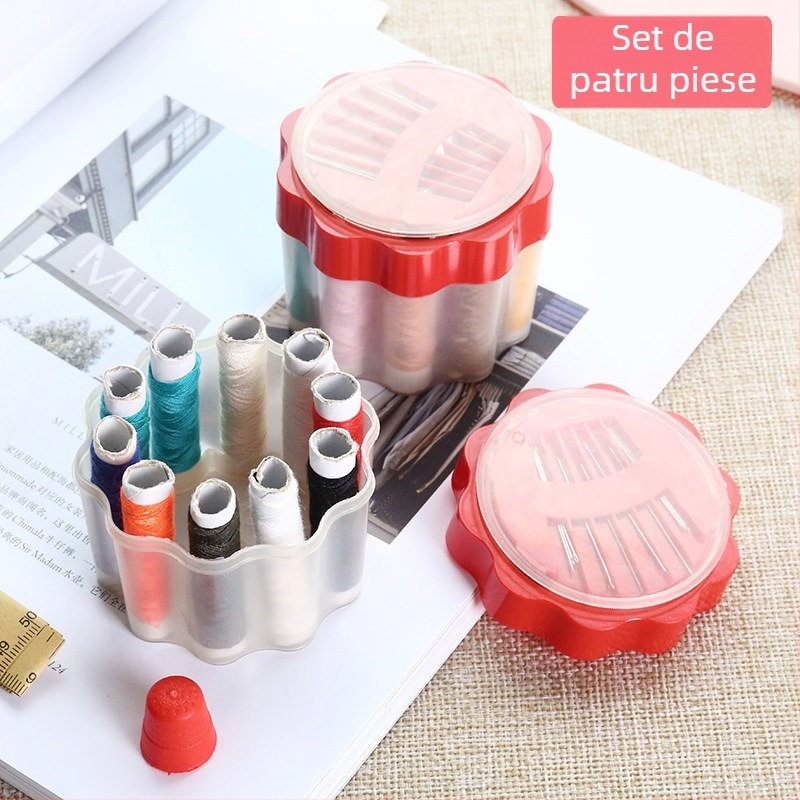Kit de cusut 11 piese pentru uz casnic și cămin, unelte pentru repararea hainelor, ace și ață, cutie de depozitare pentru cusut manual