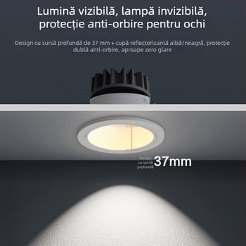 LED încastrat spot cu downlight anti-reflexie, pentru pereți de acasă și tavan, iluminare de tip wall-washer, prietenoasă cu ochii