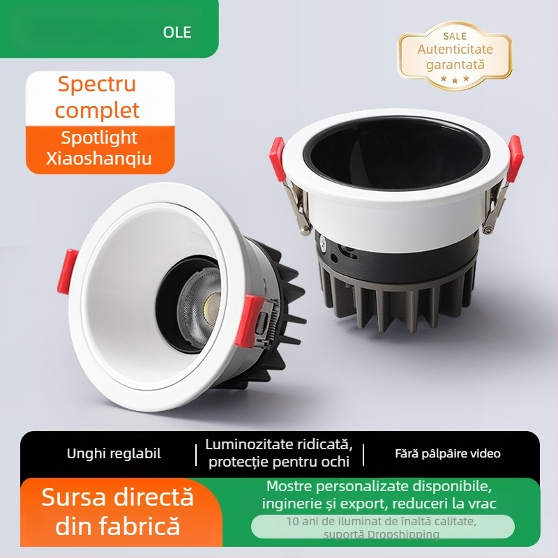 LED încastrat spot cu downlight anti-reflexie, pentru pereți de acasă și tavan, iluminare de tip wall-washer, prietenoasă cu ochii