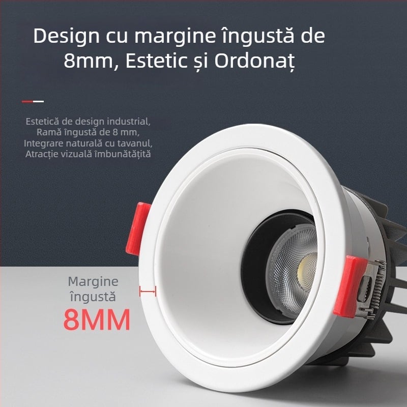 LED încastrat spot cu downlight anti-reflexie, pentru pereți de acasă și tavan, iluminare de tip wall-washer, prietenoasă cu ochii