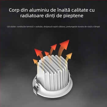 Spot încastrat cu unghi reglabil, eficiență luminoasă înaltă, anti-strălucire, spectru complet, CRI înalt, fără lampă principală
