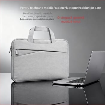 Nothing Geantă de afaceri ușoară pentru laptop și tabletă, geantă de umăr multifuncțională, interior căptușit, gri