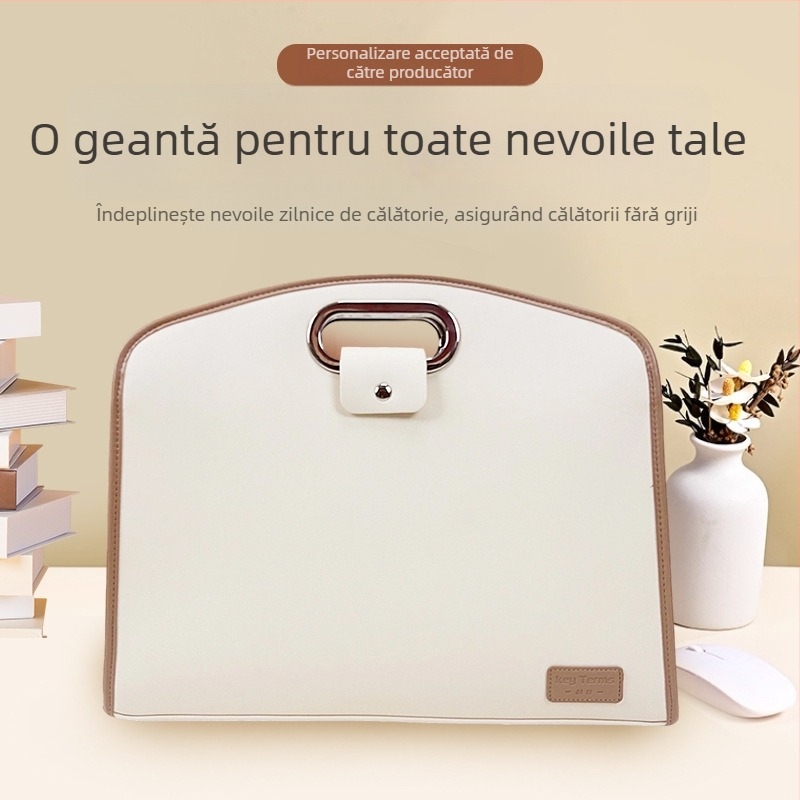 Geantă pentru laptop de 16 inch, stil minimalist, servietă de afaceri premium, unisex, portabilă, din piele sintetică PU, culoare uni