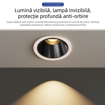 Spot COB profund anti-strălucire încastrat, fără sursă principală de lumină, LED cu CRI înalt, plafonieră pentru sufragerie și hol