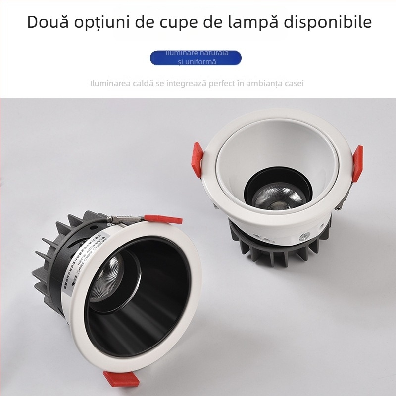 Spot COB profund anti-strălucire încastrat, fără sursă principală de lumină, LED cu CRI înalt, plafonieră pentru sufragerie și hol