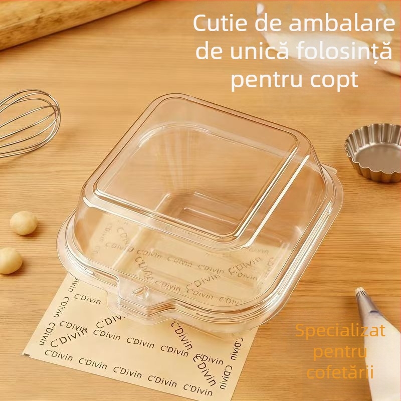 Cutie de ambalaj pentru prăjitură de orez cu unt, cutie transparentă pentru prânz, ambalaj pentru mochi și foietaj, cutie groasă, de unică folosință