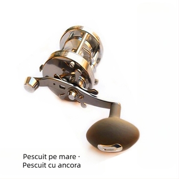 Mulineta metalică pentru pescuit marin, potrivită pentru năluci și pescuit din ambarcațiune, sistem de frânare robust, pregătită pentru pescuit pe gheață
