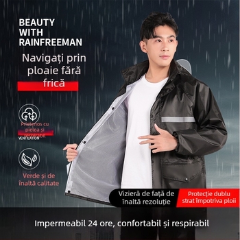 Set din două piese: impermeabil pentru bicicliști, jachetă și pantaloni, unisex, acoperire completă a corpului