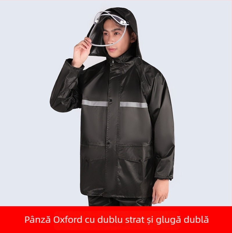 Set din două piese: impermeabil pentru bicicliști, jachetă și pantaloni, unisex, acoperire completă a corpului