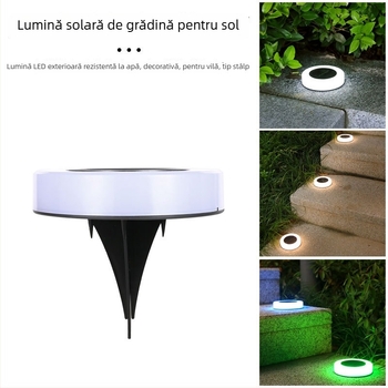 Lumină solară subterană pentru grădină, iluminare impermeabilă pentru alei, corp rotund mat pentru terasă