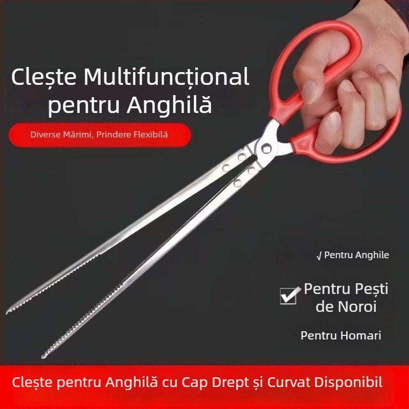 Clește din oțel inoxidabil, mâner lung, pentru raci, crabi și obiecte
