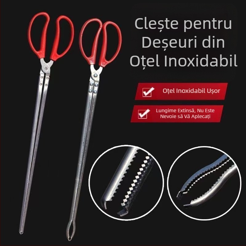 Clește din oțel inoxidabil, mâner lung, pentru raci, crabi și obiecte