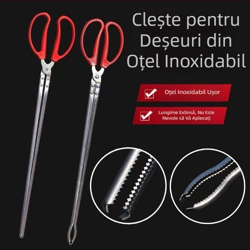 Clește din oțel inoxidabil, mâner lung, pentru raci, crabi și obiecte