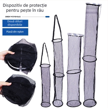 Plasă de pescuit din nylon cu cadru din aliaj de aluminiu, ochiuri mici, pentru pescuit în curs, mâner și curea de talie portabile