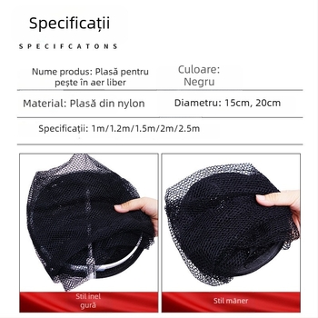 Plasă de pescuit din nylon cu cadru din aliaj de aluminiu, ochiuri mici, pentru pescuit în curs, mâner și curea de talie portabile