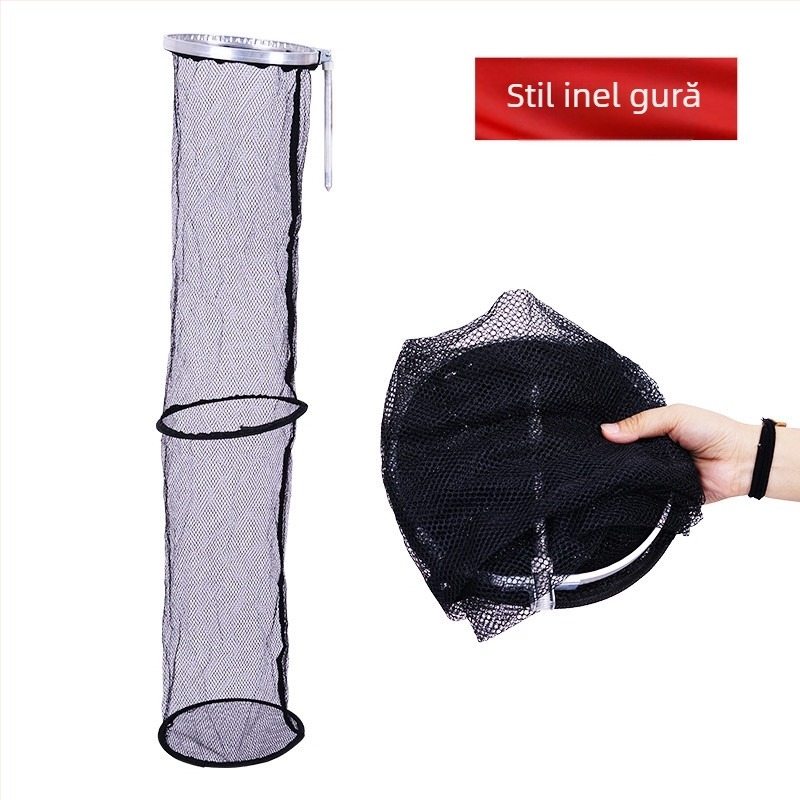 Plasă de pescuit din nylon cu cadru din aliaj de aluminiu, ochiuri mici, pentru pescuit în curs, mâner și curea de talie portabile