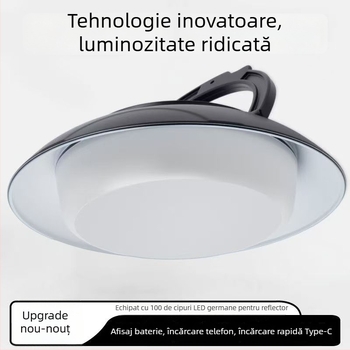 Lampă solară pentru camping cu iluminare ambientală, lampă impermeabilă pentru curte și cort, lampă disc în formă de OZN