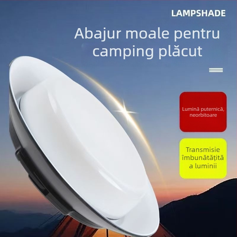 Lampă solară pentru camping cu iluminare ambientală, lampă impermeabilă pentru curte și cort, lampă disc în formă de OZN